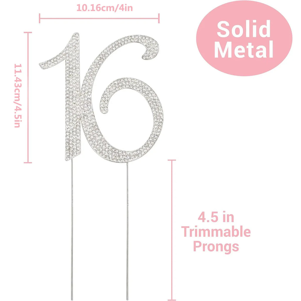 25 Cake Topper Sparkly Crystal Rhinestones Cake Topper Cake Decoration for 25th Birthday Party or or 25th Wedding Anniversary
