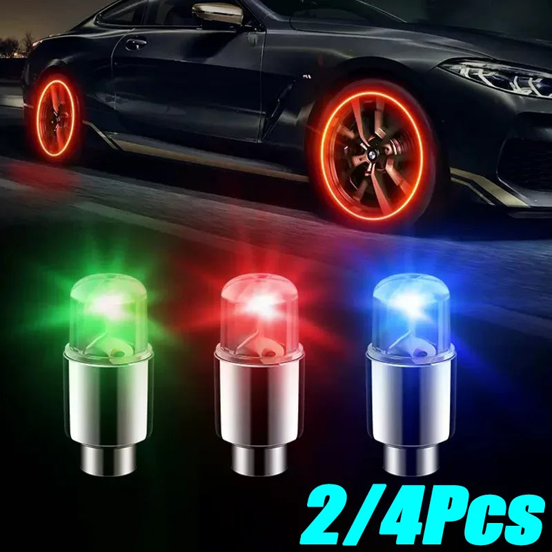 LED Tire Valve Cap Lights for Cars and Bikes
