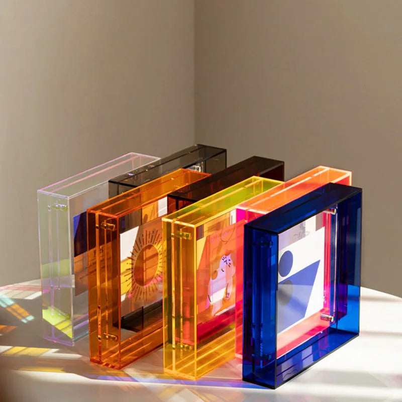 Color Acrylic Picture Frame Pendulum Table Square 4-inch Postcard Double-sided Display Stand Transparent Picture Frame Picture