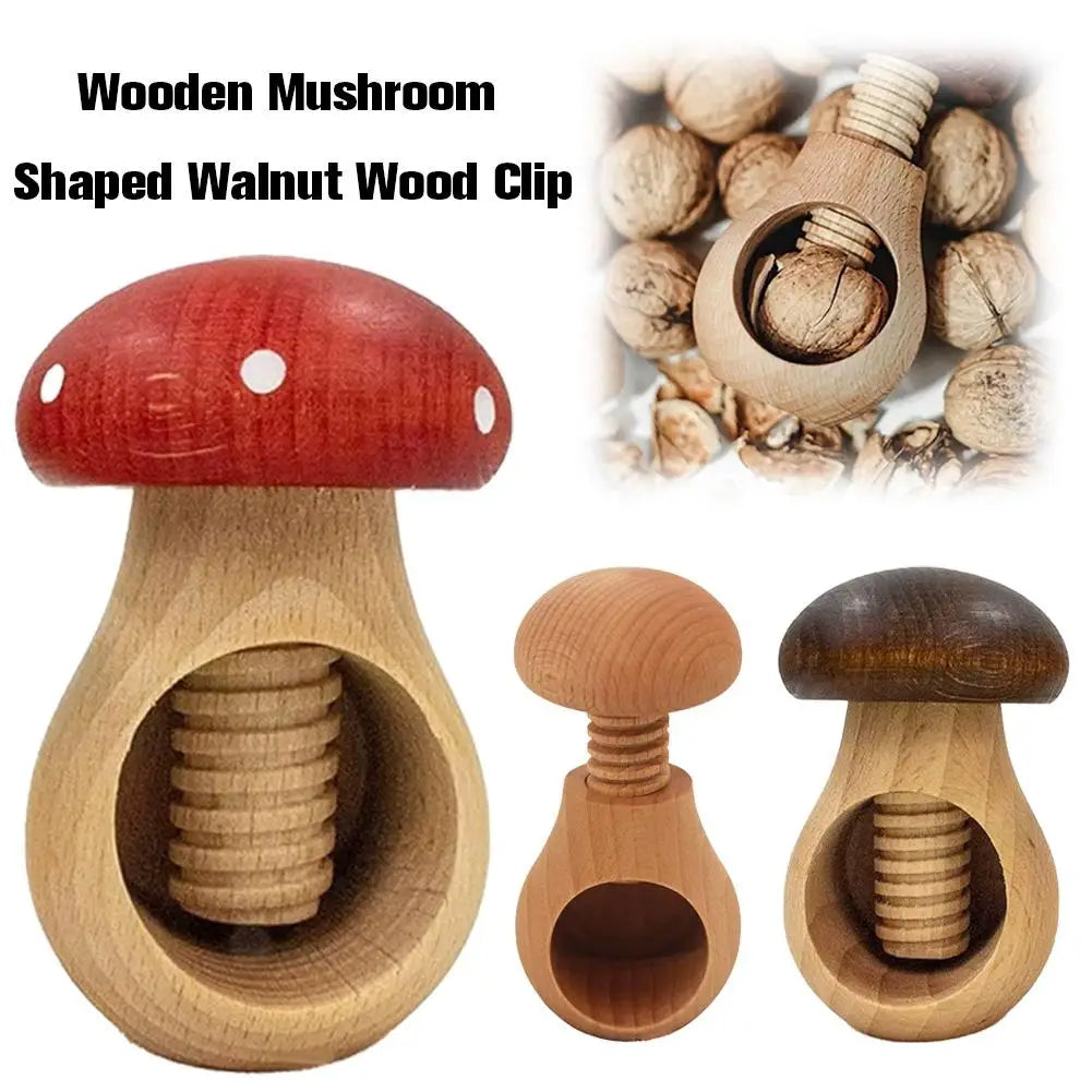 Mushroom Shaped Nut Cracker Wooden Walnut Opener Walnut & Hard Shell Nut Opener Tool For Kitchen