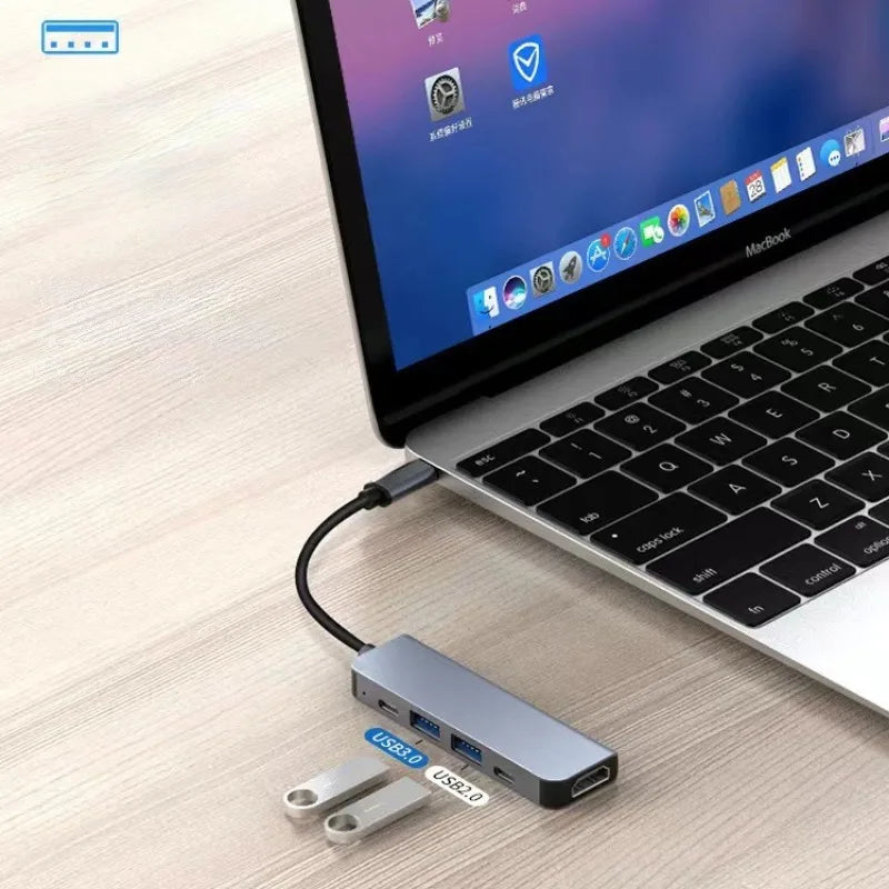 USB C Hub to 4K HDMI-Compatible USB 3.0 2.0 Type C PD Charging