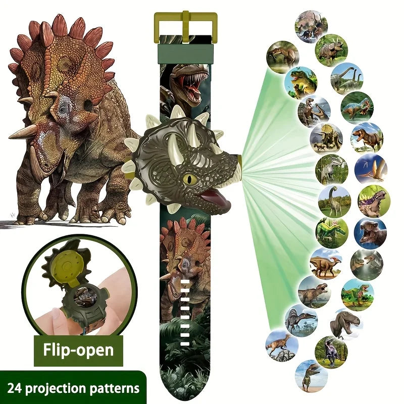 Jurassic Dinosaur Projection Flip Watch with 24 Patterns