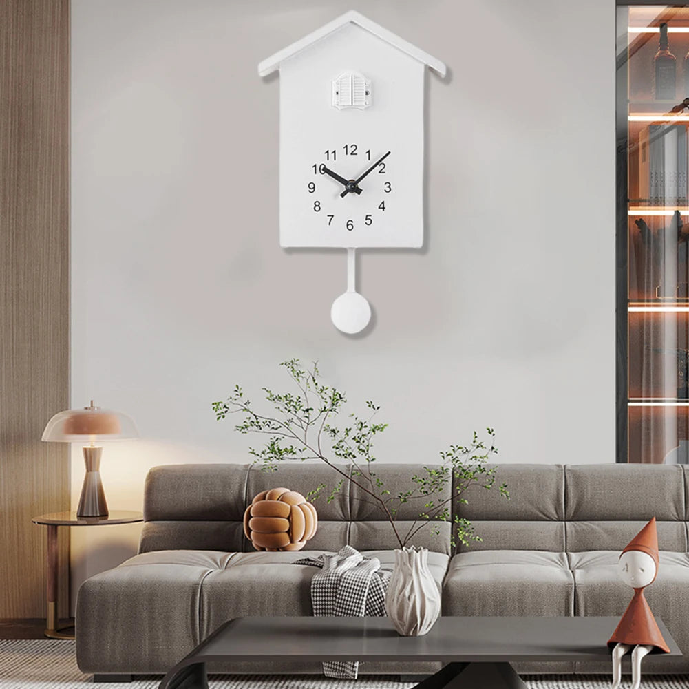 1pc Cuckoo Clock Voices Call Bird House Wall Art Home Living Room Office Decoration Home Decor ABS Wall Clocks