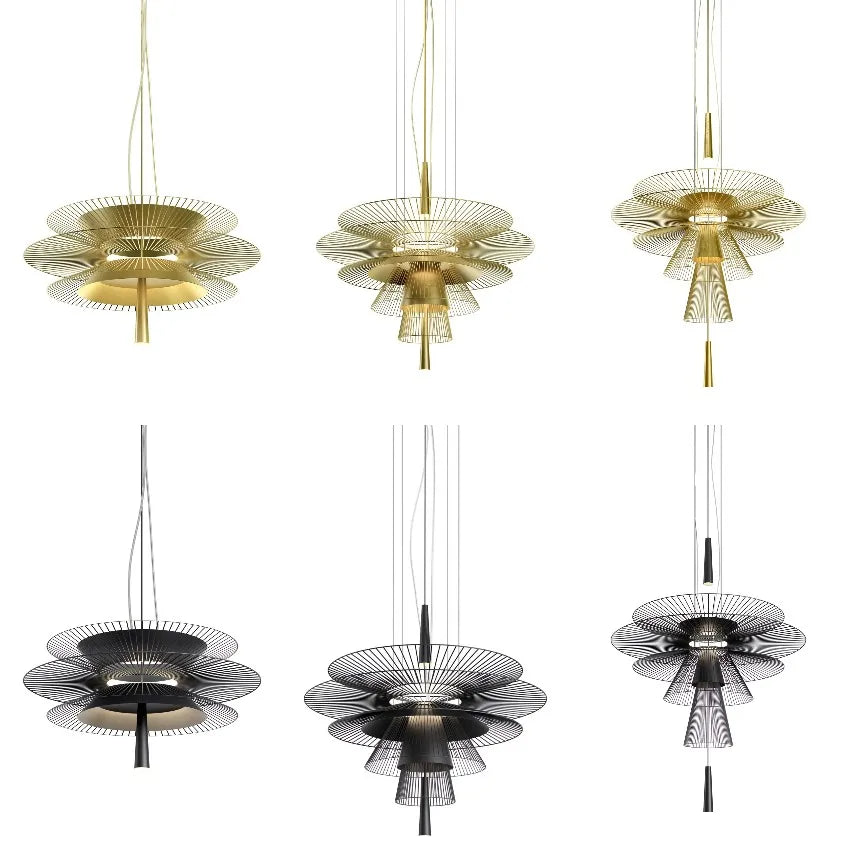 SANDYHA New Trend LED Chandelier Luxury Metal Cord Pendant Lighting for Parlor Living Dining Room Home Decor Home Hanging Lamp