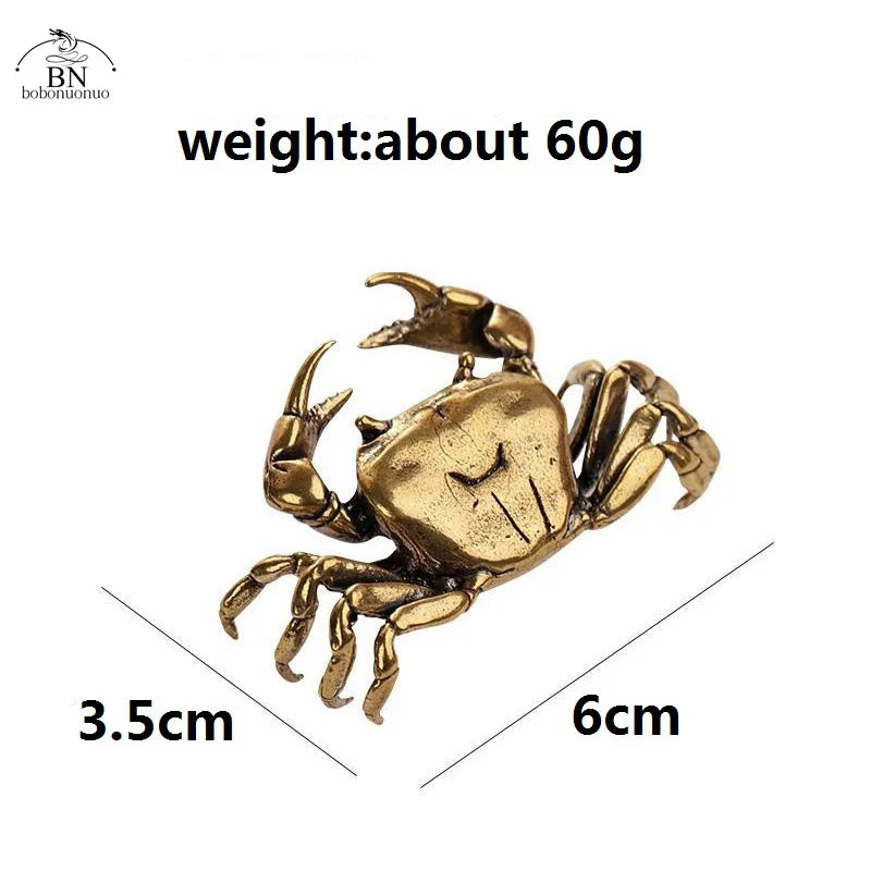 60G Brass Crab Small Statue Ornament Copper Handmade Antique Animal Miniature Figurine Office Desk Decoration Home Decor Craft