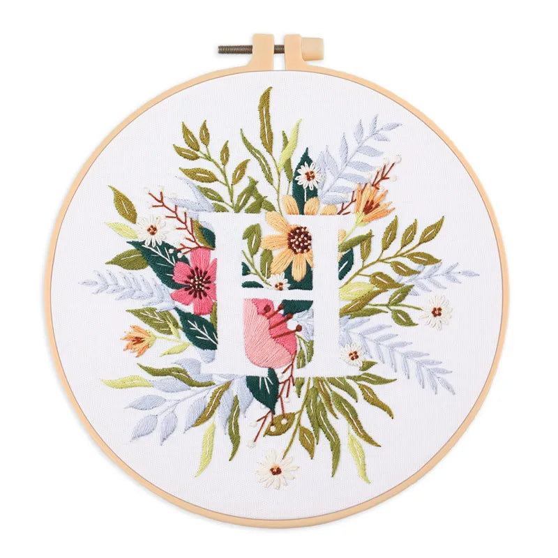 Embroidery Kit for Christmas DIY Wreath Printed Pattern Flower Cross Stitch Set Needlework Hoop Handmade Sewing Art Craft Kit
