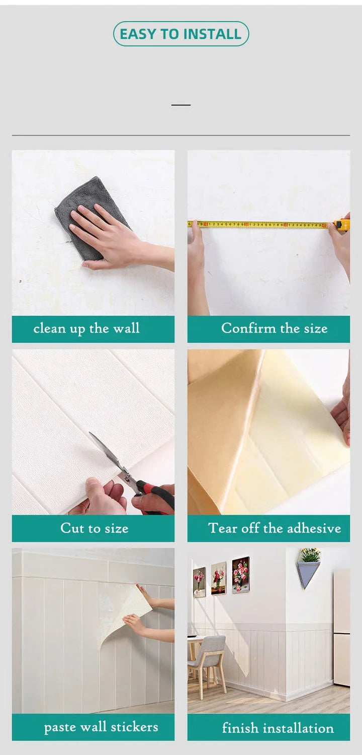 35*35cm 10Pcs 3D Wood Grain Adhesive Wall Wallpaper Waterproof Wall Stickers Living Room Kitchen Background Wall Decoration