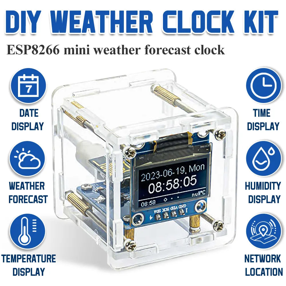 ESP8266 Mini WiFi Weather Clock DIY Kit