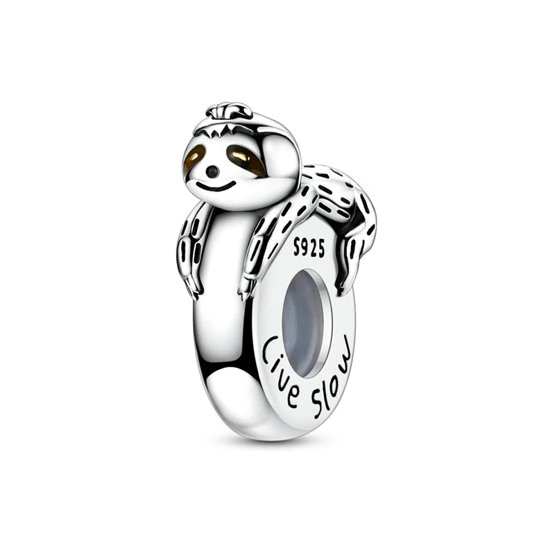 Cute Pet Series Capybara Couples Charms Eat Fruit Beads Fit DIY 925 Silver Bracelet Necklace Women Anniversary Jewelry Gift