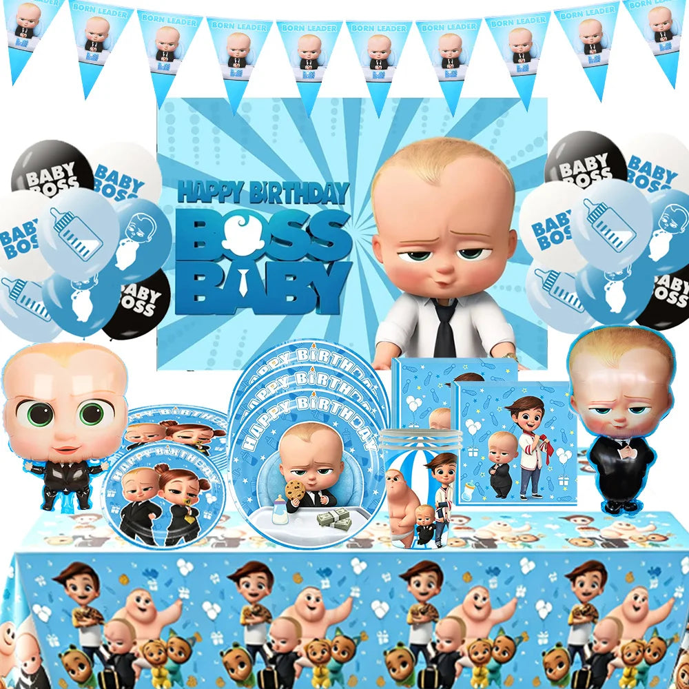The Boss Baby Cartoon Birthday Party Decorations Backdrop Banner