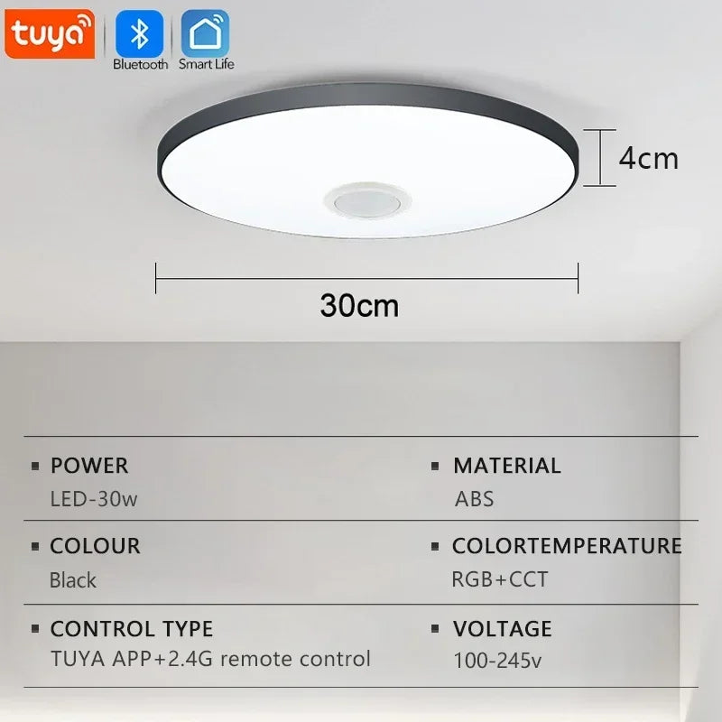 Tuya Smart Audio Ceiling Light APP Remote Control RGB Ambient Lamp Living Room Bedroom Home Decor LED Music Ceiling Lights