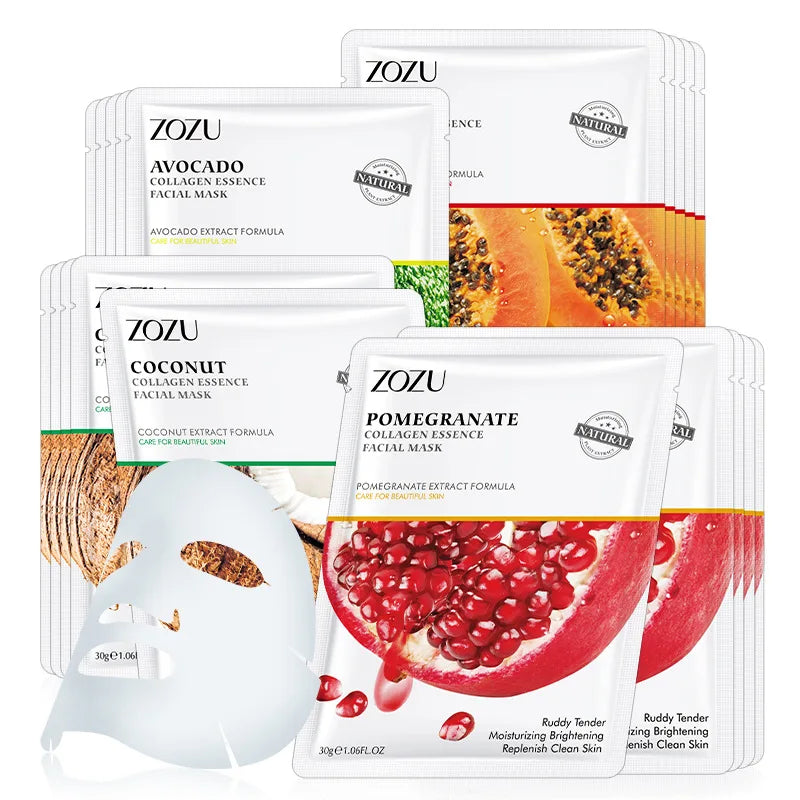 20Pcs Face Mask Sets Fresh Fruit Face Care Sheet Masks Hydrating Anti-aging Oil Control Acne Treatment Facial Mask Skin Care Set