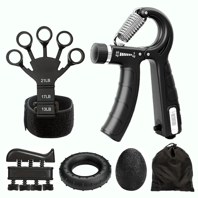 Hand Grip Strengthener Kit Adjustable Counting Gripper Finger Trainer