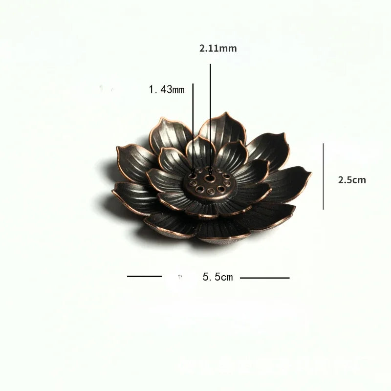 YXYMCF 1PC Alloy Incense Burner Stick Holder Plate Buddhism Zen Lotus Frog Snail Censer Bronze Nasturtium Home Decor 24 Styles