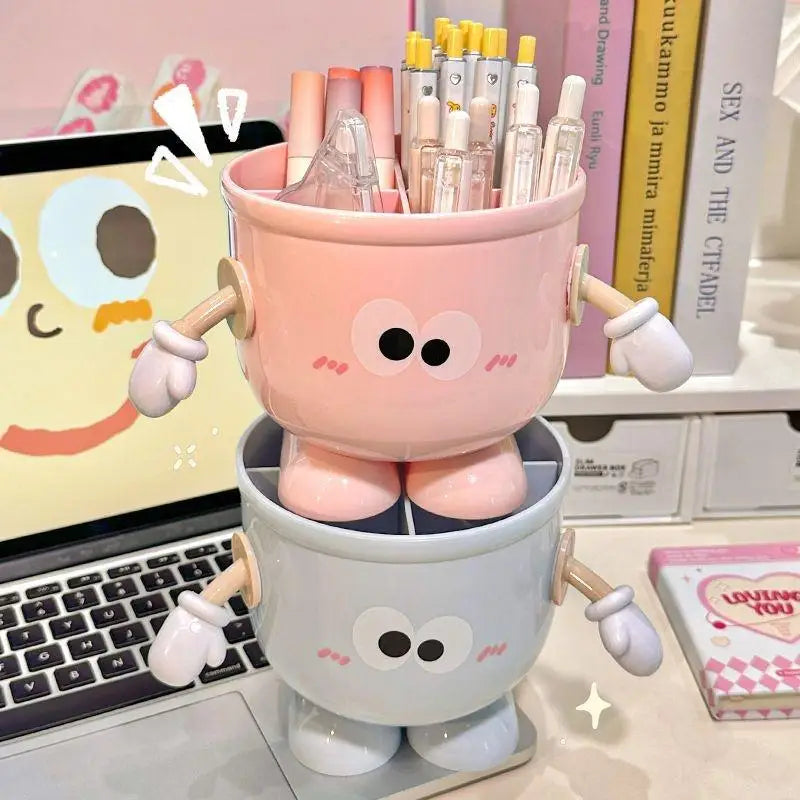 Creative Big Eyes Pencil Holder With Hook Table Stationery Storage Box Pen Holder Rack Student Children Girls Desk Organizer
