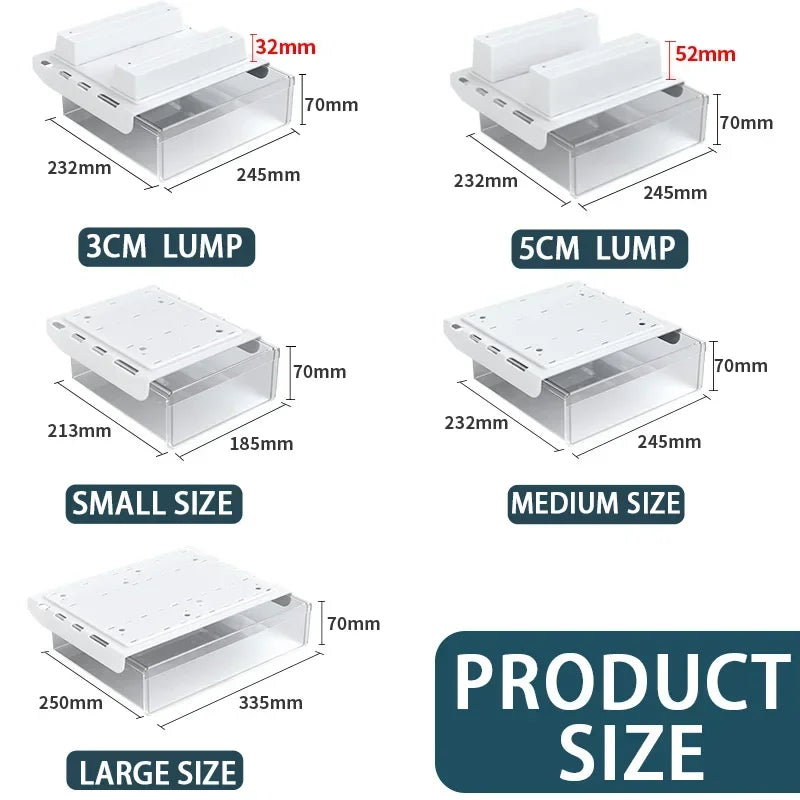 Transparent Under Desk Drawer Self Stick Hidden Storage Tray Quiet Pull Out Desk Organizer Accessory