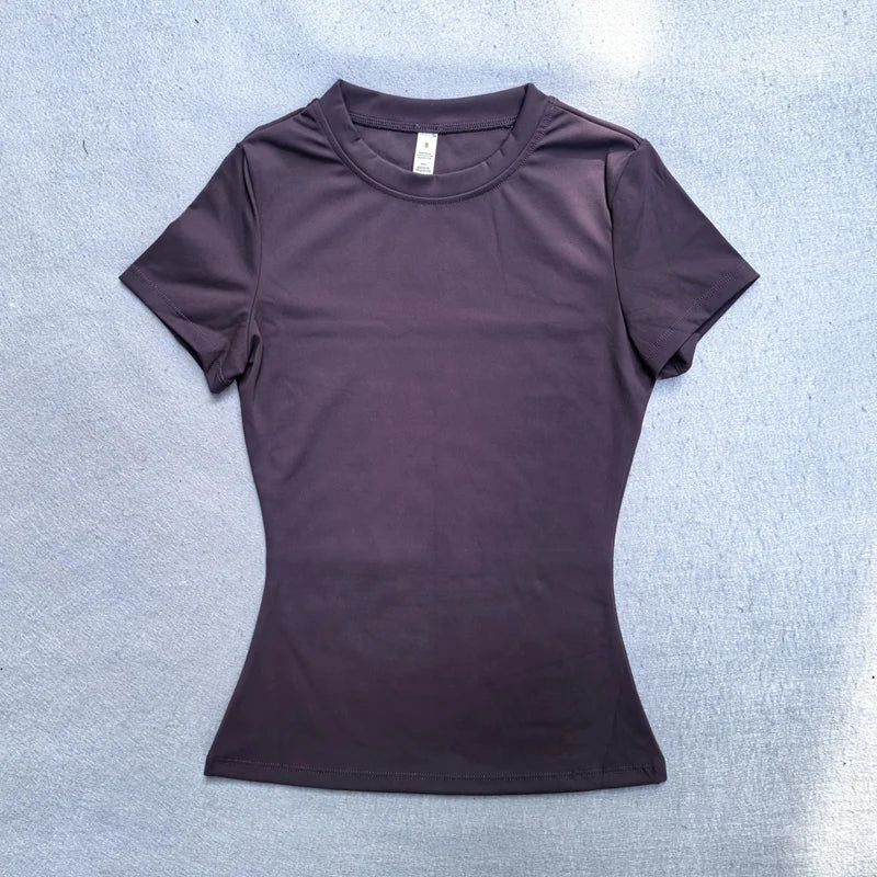 Summer Short Sleeve Yoga Top Women Workout Gym Crop Top Slim Fit