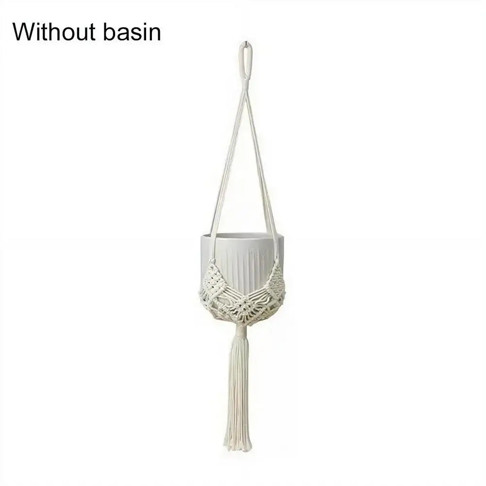 Macrame Plant Hanger Handmade Cotton Rope Hanging Basket Boho Style Planter Holder for Indoor & Outdoor Home Decor