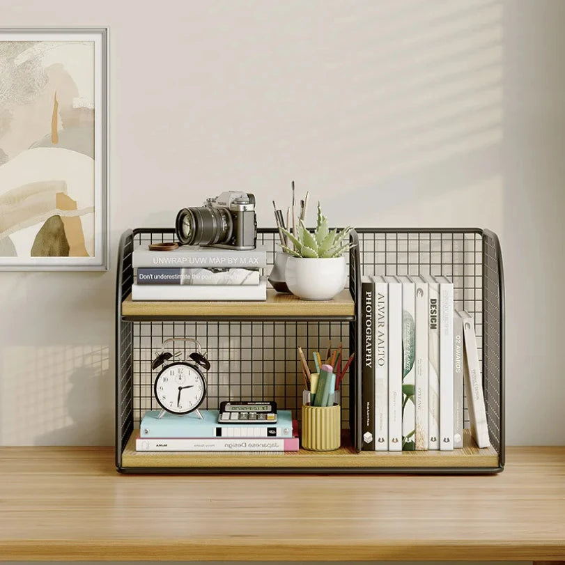 Desktop Bookshelf Tiered Desk Organizer - Durable Bookshelf For Office, Student Desk Shelves Racks Storage Holders Organizer