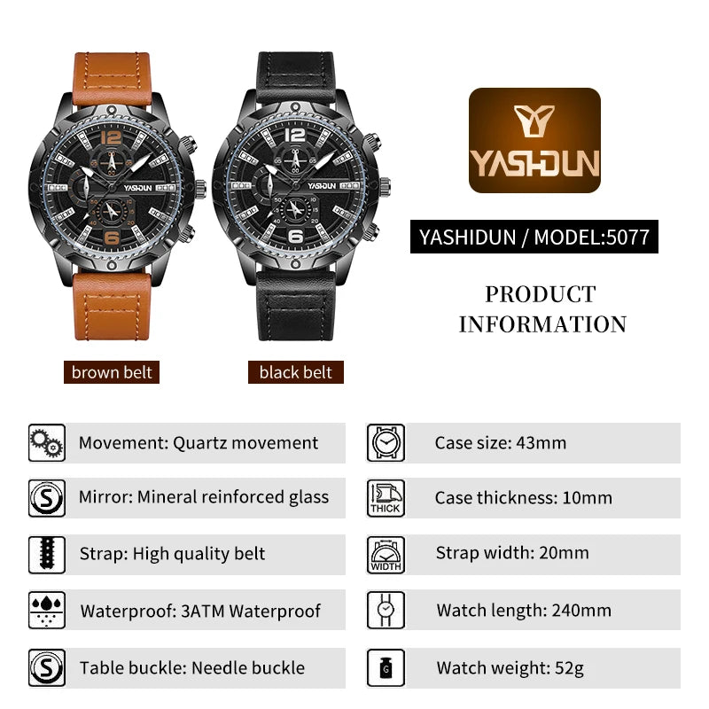 Reloj Hombre Fashion Men Watches Casual Leather Strap Quartz