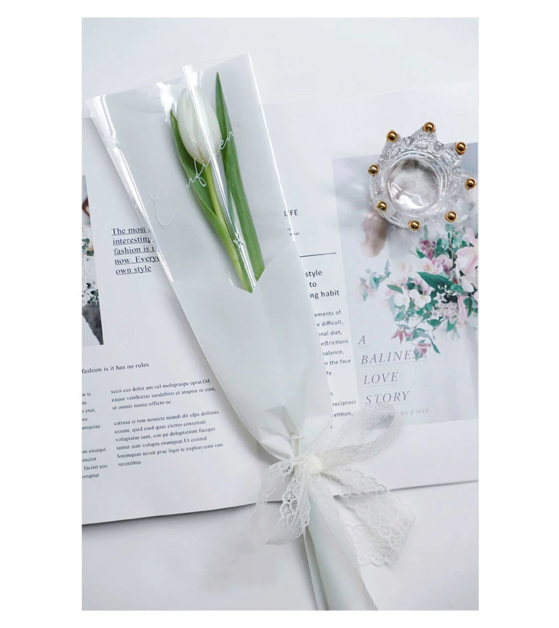 Tulip Single Rose Sleeve Bag, Flower Bag, Bouquet Packaging Bags, Flower Shop, New, 50Pcs