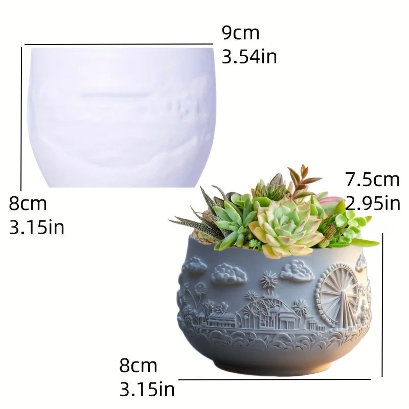 Sea Bay Canyon Relief Succulent Plant Flower Pot Resin Silicone Mold Mountain Range Sea Sunrise Relief Storage Box Gypsum Molds