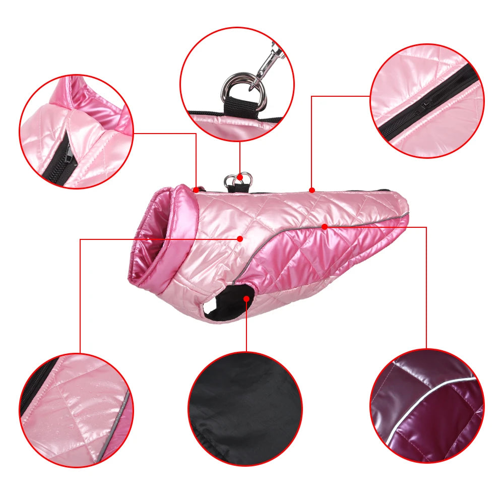 Pet Dog Clothes Waterproof Winter Warm Puppy Jacket Coat with D-ring Reflective Windproof Vest Outfits Chihuahua Pug Costume