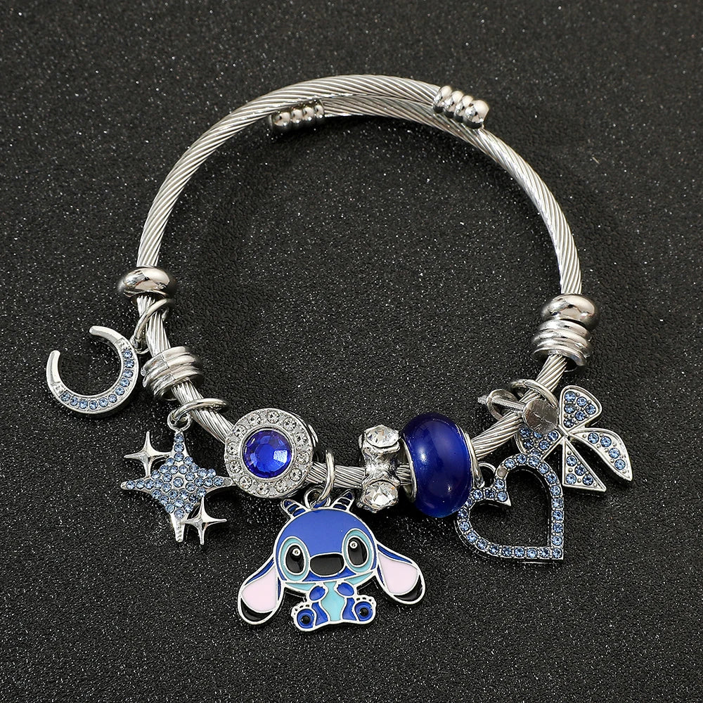 Disney-Lilo & Stitch Bracelet Anime Wristband, Cartoon Accessories for Kids, Birthday Gift, Toy for Boys and Girls, 7Styles