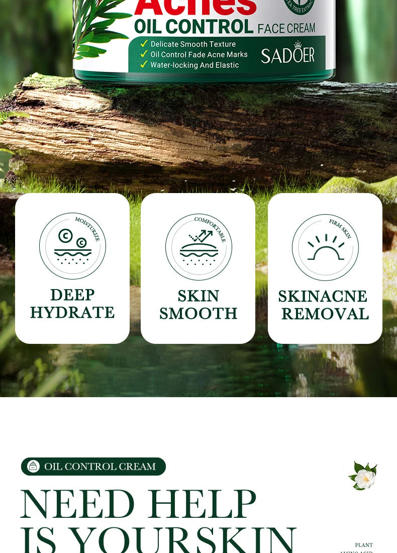 Tea Tree Acne Removing Cream Facial skincare Oil Control Face Gel Creams Hydrating Moisturizing Facial Cream Skin Care Set