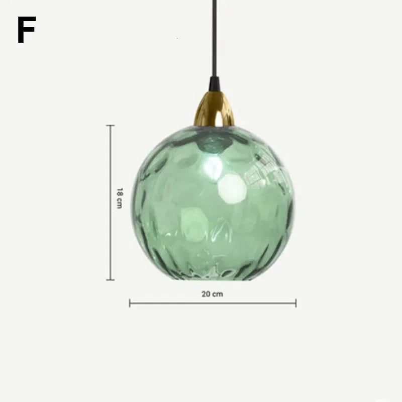 Modern Colored Glass Ball Lustre Pendant Lights Nordic Water Grain Restaurant Kitchen Hanging Light Fixture Bedroom Bedside Lamp