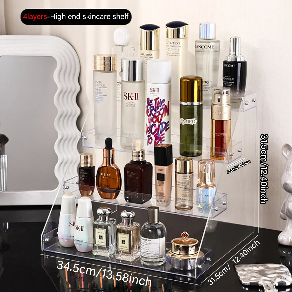 1pc stepped acrylic high skin care product storage rack desktop cosmetics storage rack storage box perfume organizer