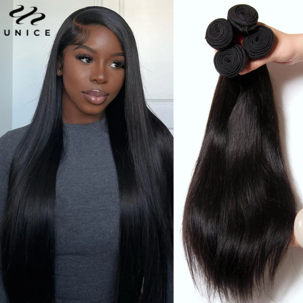 UNICE HAIR 30 Inch Brazilian Bone Straight Hair Bundles