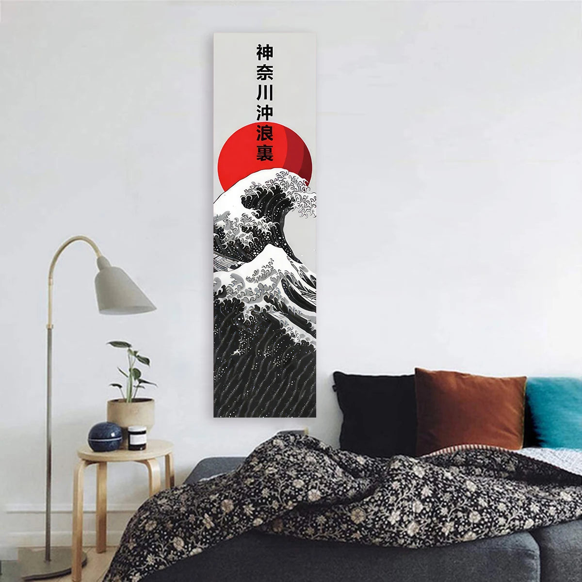 Japanese Ocean Waves Wall Decoration Tapestry Red Sun & Ocean