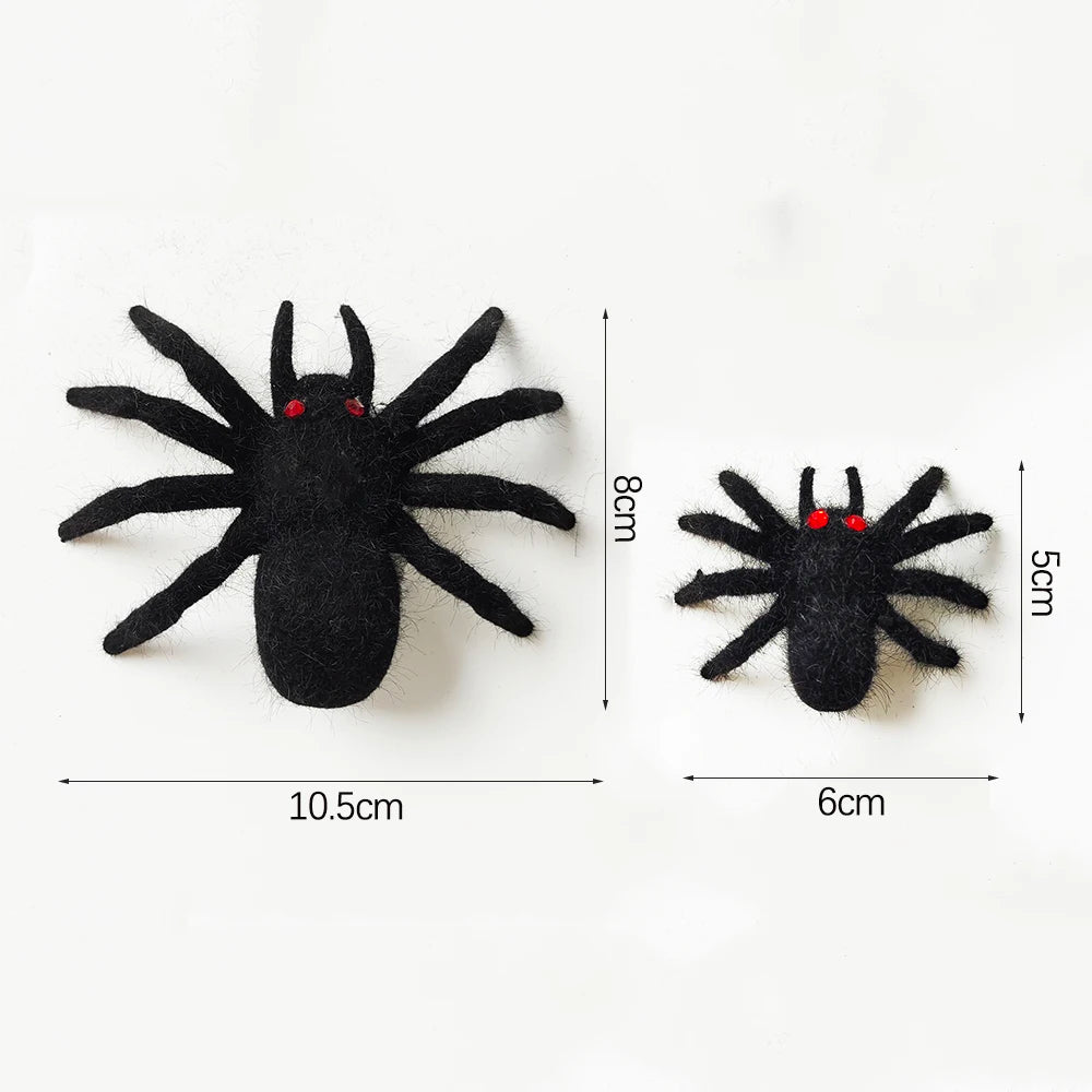 Halloween Plush Spider Decorations Set