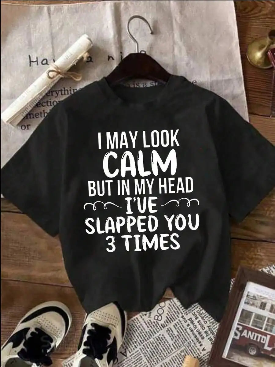 Casual Letter Slogan Print Graphic Short Sleeve T-Shirt Summer