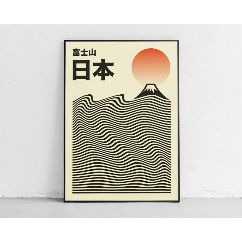 Japanese Contemporary Tokyo Art Canvas Poster Sunrise Wave Mount Fuji Monster Wall Art Prints for Modern Living Room Home Decor