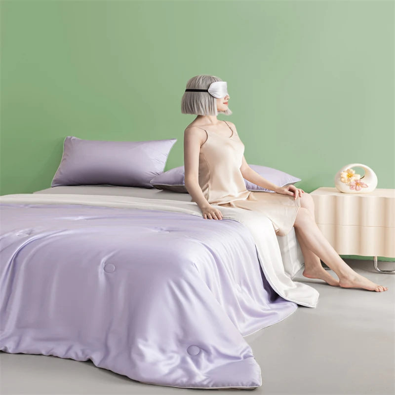 New Cooling Sensation Summer Duvet Brings Coolness Washed Ice Silk Blanket Instant Cool Quilt All Ages Silky Touch Comforter Set