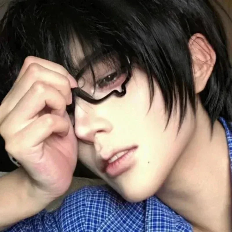 Y2K Anime Without lenses Glasses Dripping Tears Black Frame Unisex Retro Fashion Eyewear Cosplay Cute Accessories