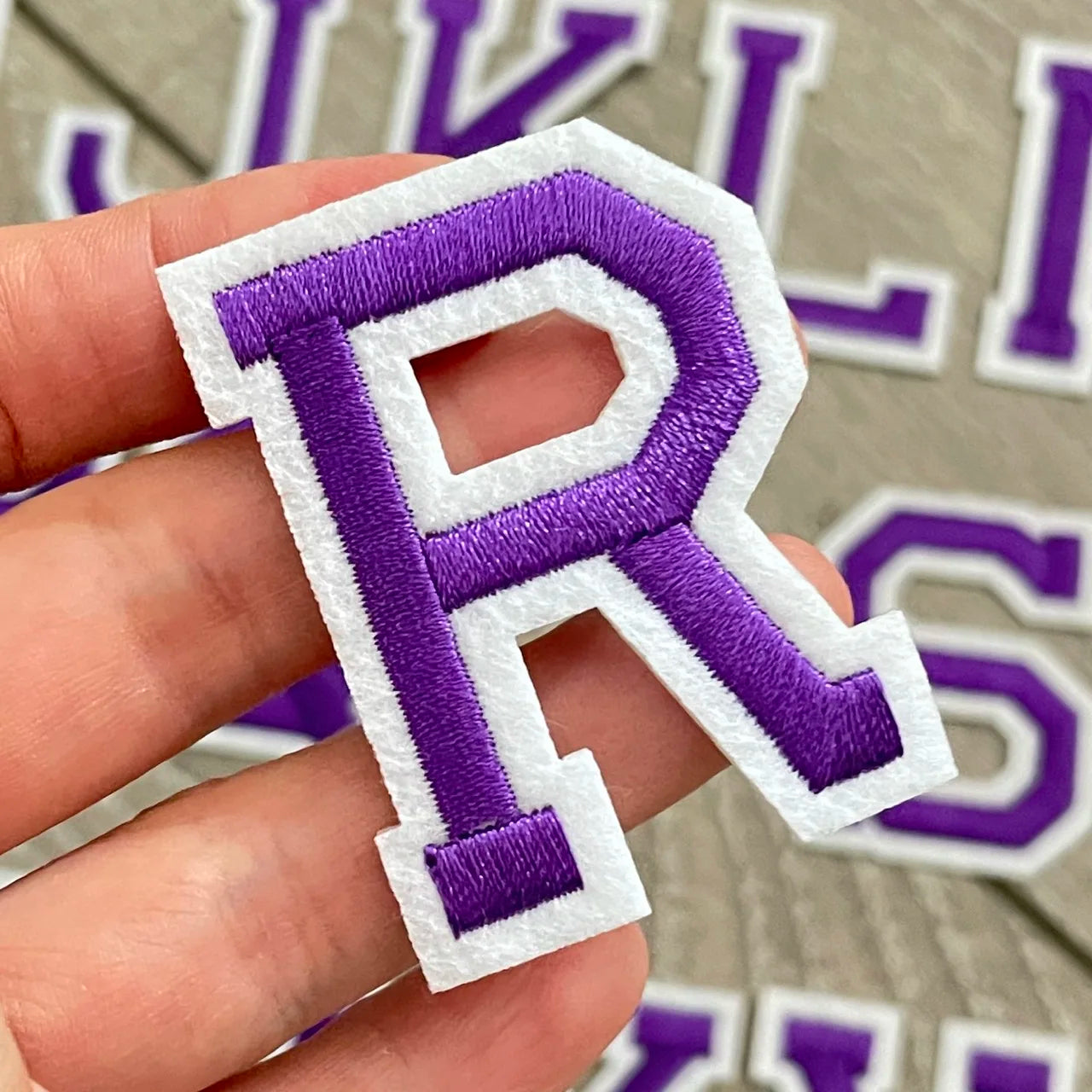 5CM Purple Embroidered Patch Iron on Letter Patches for Clothing Alphabet ABCD EFG HIJK LMN OPQ RST UVW XYZ for DIY Accessories