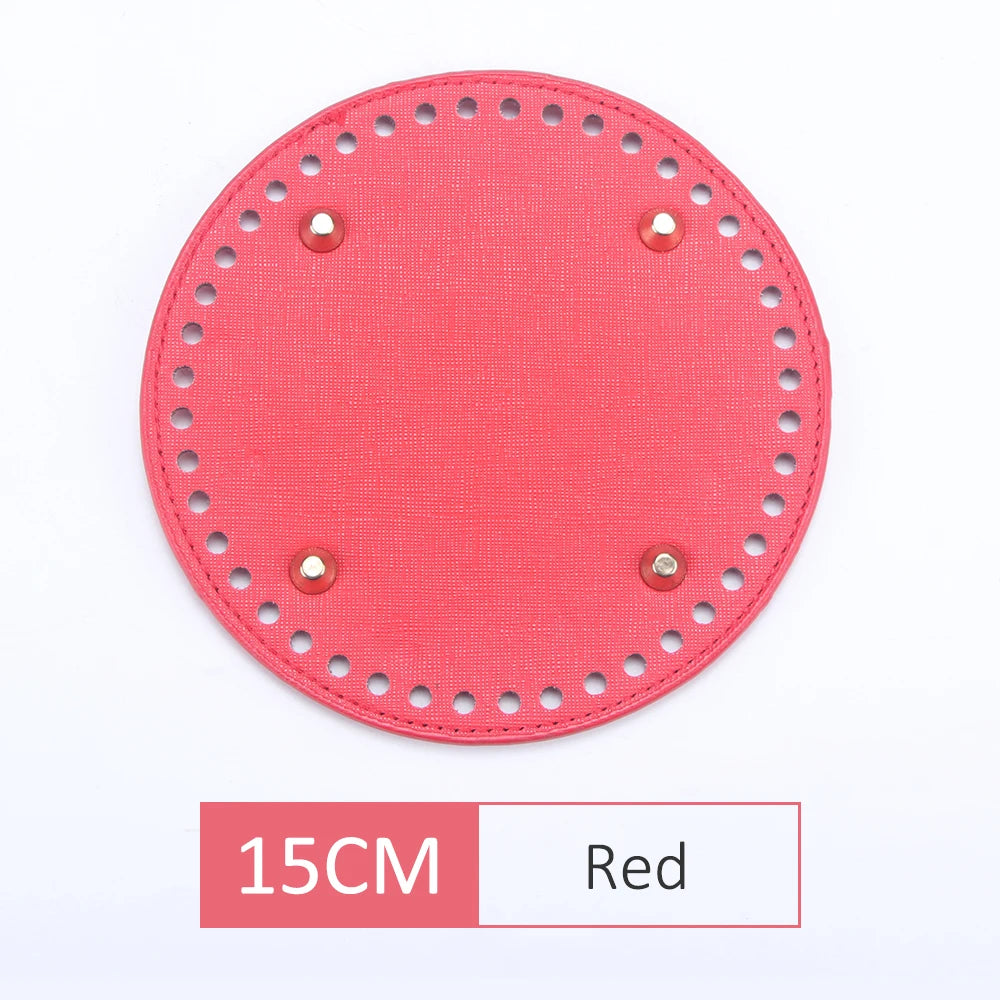 QJH 1 Pcs PU Leather Oval/Round Long Knitting Crochet Bags Bottom for Thick Yarn DIY Weaving Supplies Home Decor Purse Making