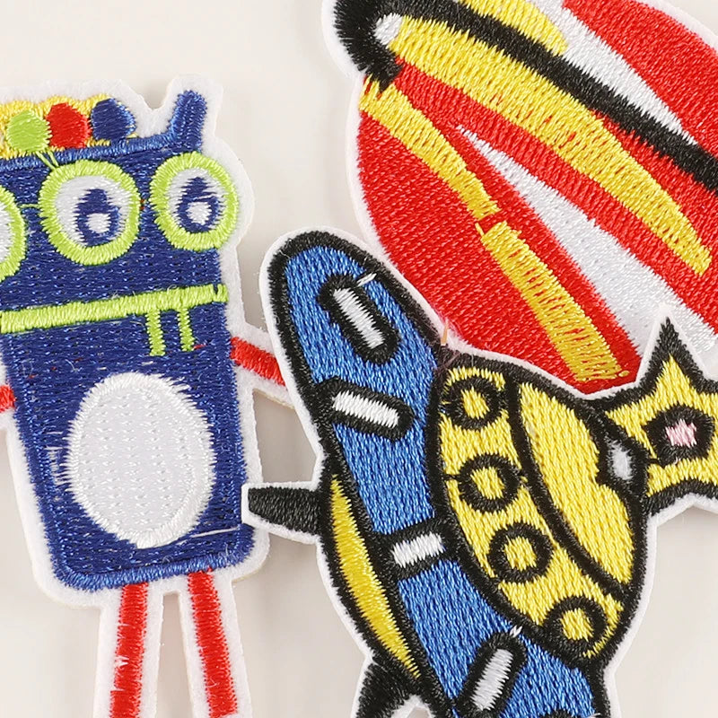 12pcs Lot Patches For Clothing Kids Boys Space Bulk Star UFO With Iron On Embroidered Diy Naszywka Thermal Parches Designer Sew