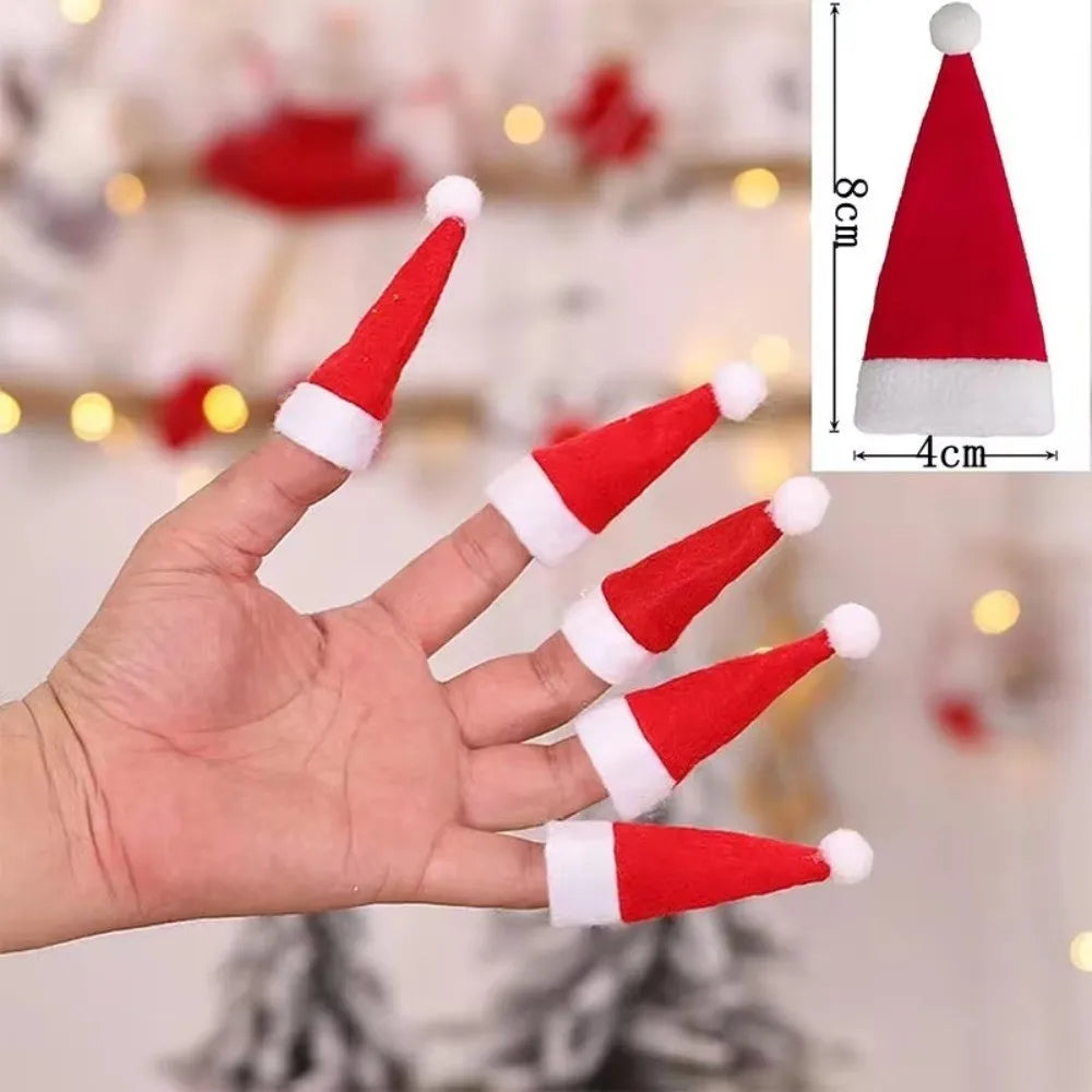 30/60PCS Mini Santa Hat Decor Xmas Wine Bottle Topper Candy Wrapper Christmas Tree Pendant Ornament Holiday 2026 Party Favors