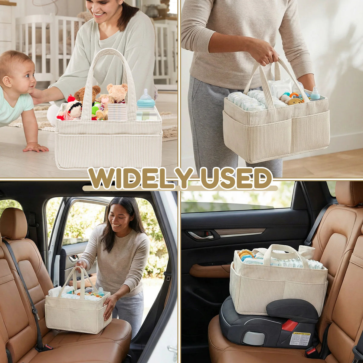 Corduroy Baby Diaper Caddy Organizer