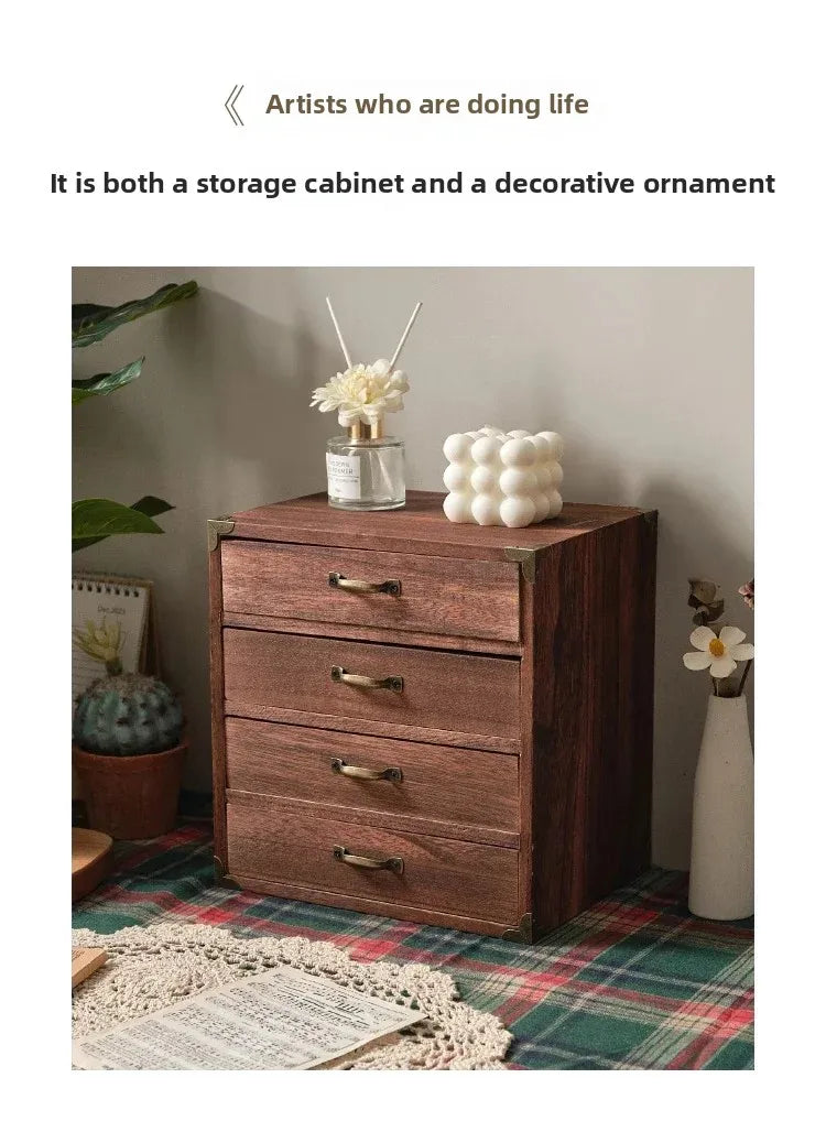 Multifunctional Wooden Desk Organizer with Drawers Desktop Storage Box for Home and Office Elegant Storage Solution for Sundries