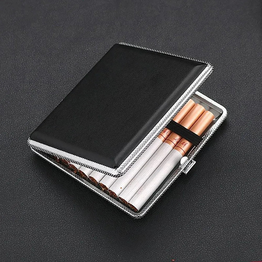 Personalized Name Leather Surface Storage Metal Cigarette Box 20pcs Cigarette Men's Smoking Accessories Waterproof Cigarette Box