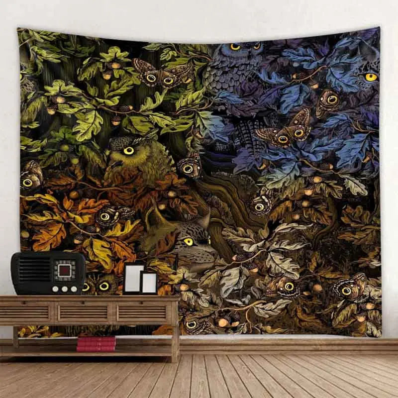Psychedelic Animals Tapestry Wall Hanging Retro Tropical Plants Background Cloth Boho Hippie Kawaii Home Decor Yoga Mat Sheets