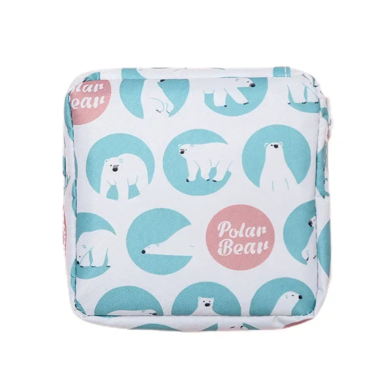 Women Girls Kawaii Napkin Sanitary Pads Bag Pouch Organizer Cosmetic Makeup Tampon Bags Cute Travel Gadgets Lipstick Storage Bag