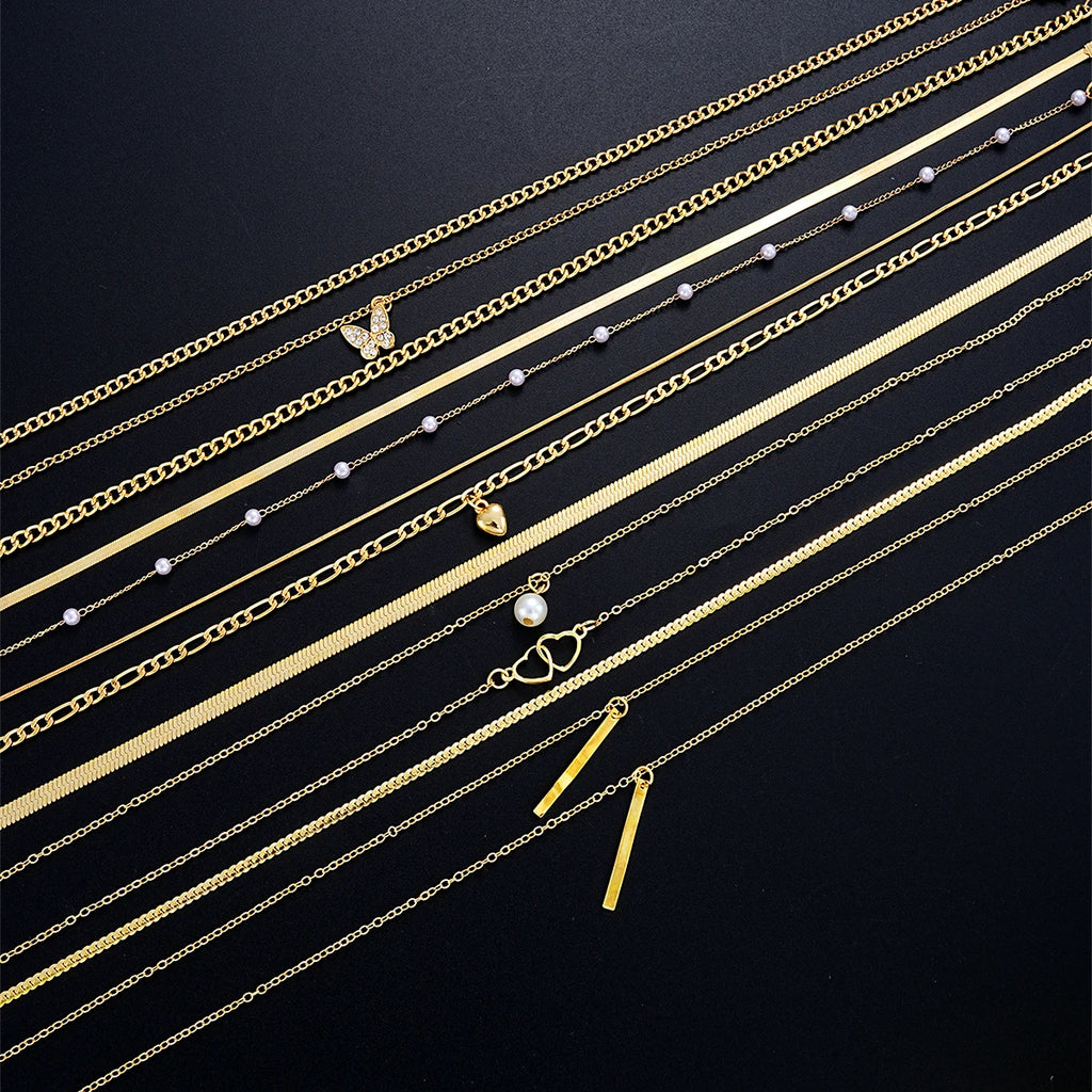 Simple Pearl Choker Necklaces Set for Women Fashion Layered