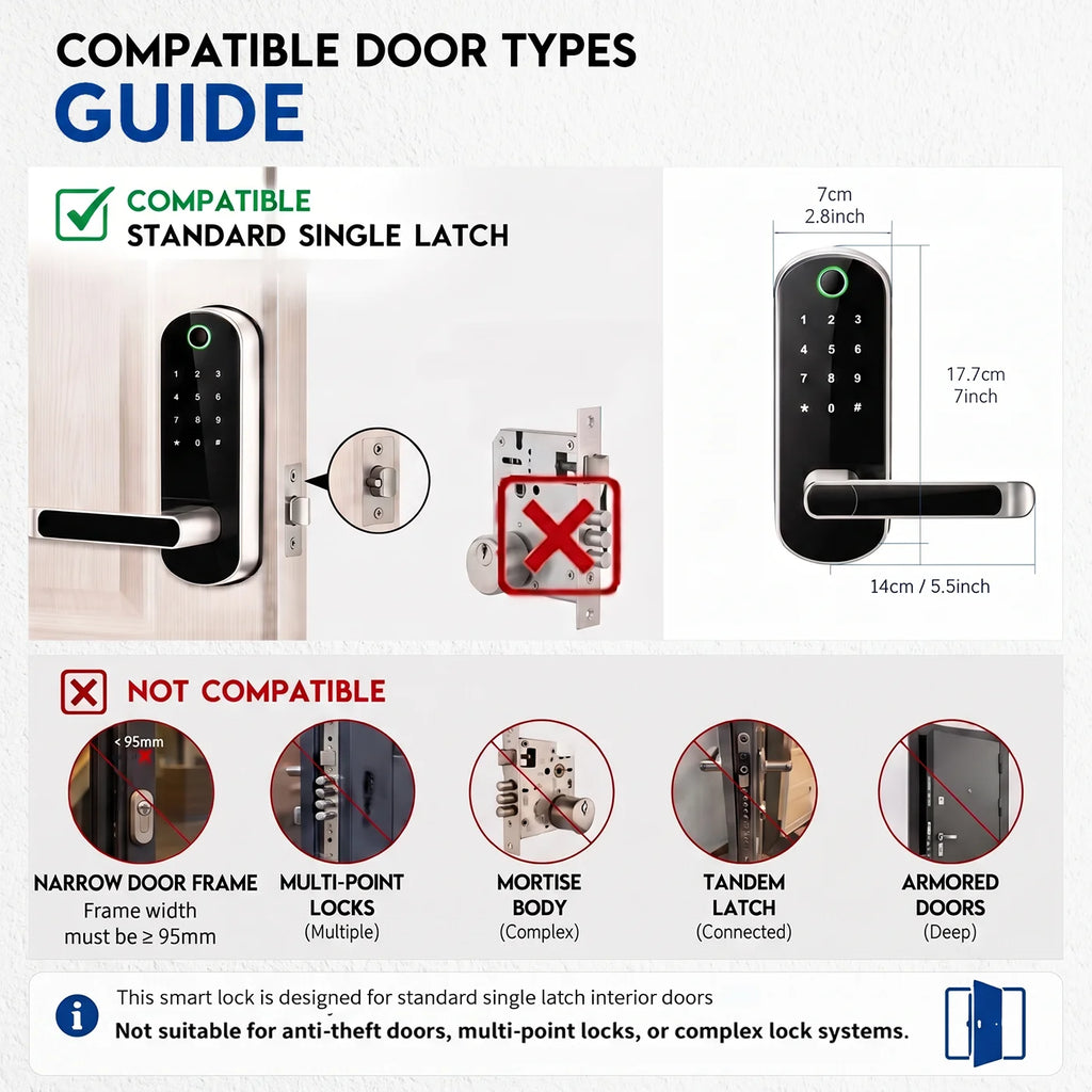 Smart Fingerprint Door Lock App Remote Control Keyless WIFI