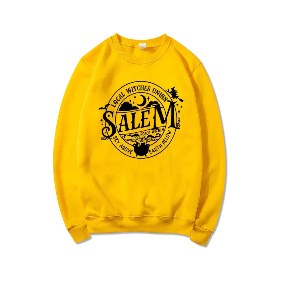 Local Witches Union Salem Sweatshirt Halloween Sweatshirt Women Hoodies Witches Clothes Long Sleeve Pullovers Fall Tops Hoodie